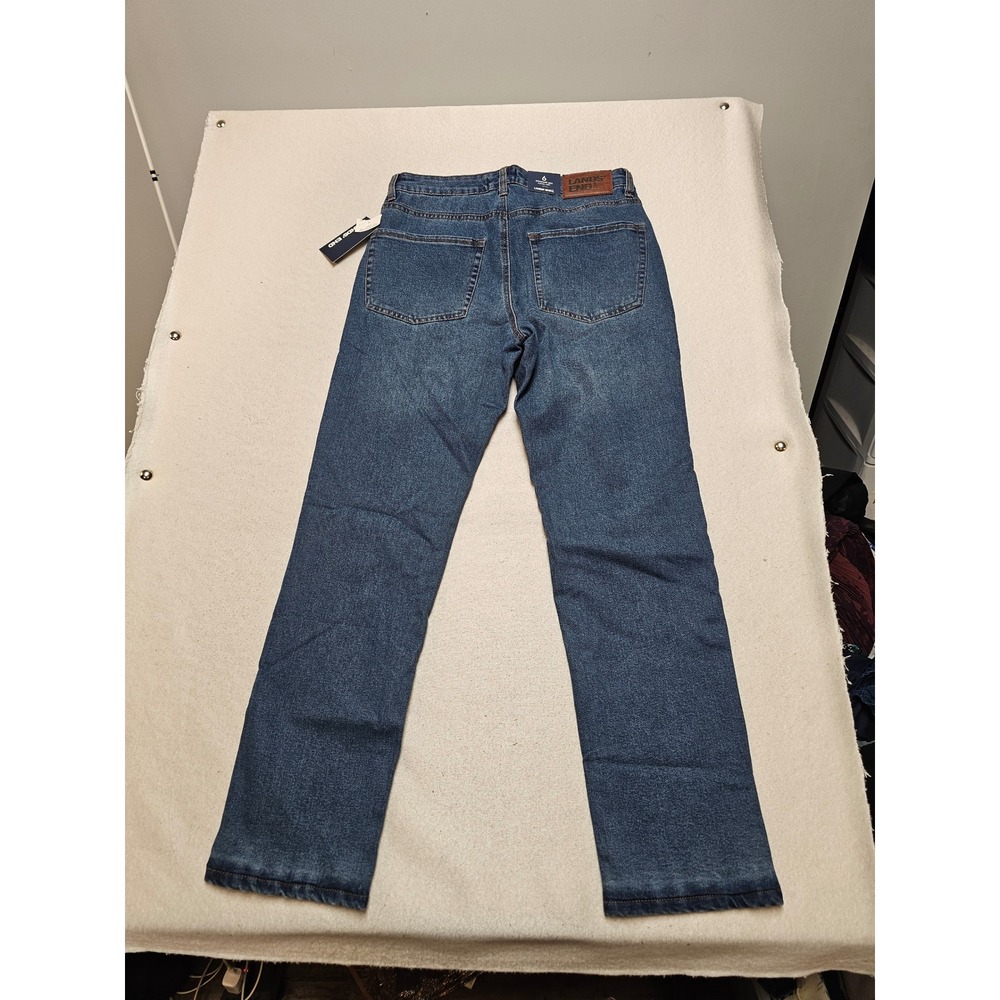 Lands End Womens Straight Leg Flannel Lined Jeans Medium Wash Blue Size 6 NEW